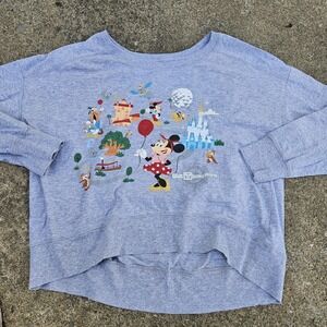 Disney Mickey Mouse Dumbo Graphic Crewneck Sweatshirt Gray L Cropped Glitter